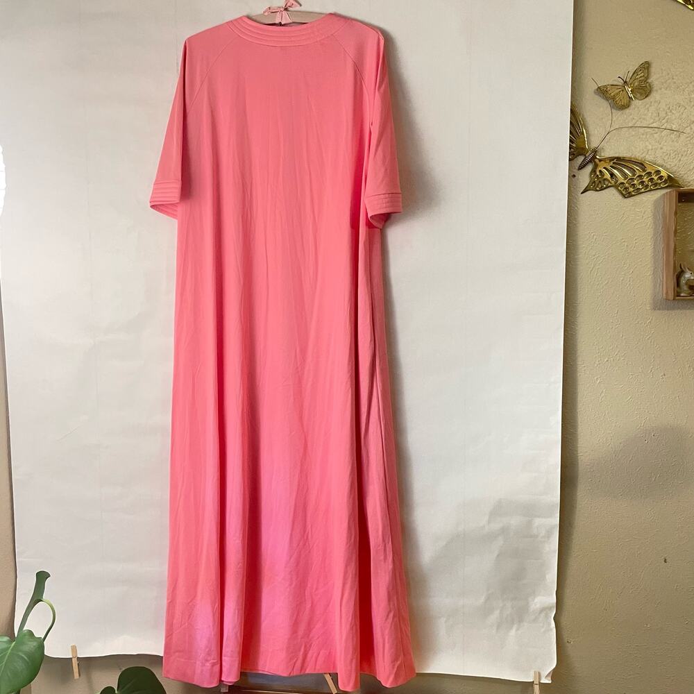 Deadstock NOS Vintage Vanity Fair Barbie Pink Zipper 3/4 Sleeve Housecoat 70s - Picture 4 of 5